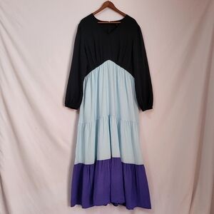 Lane Bryant Colorblock Crepe Maxi Dress Size 18